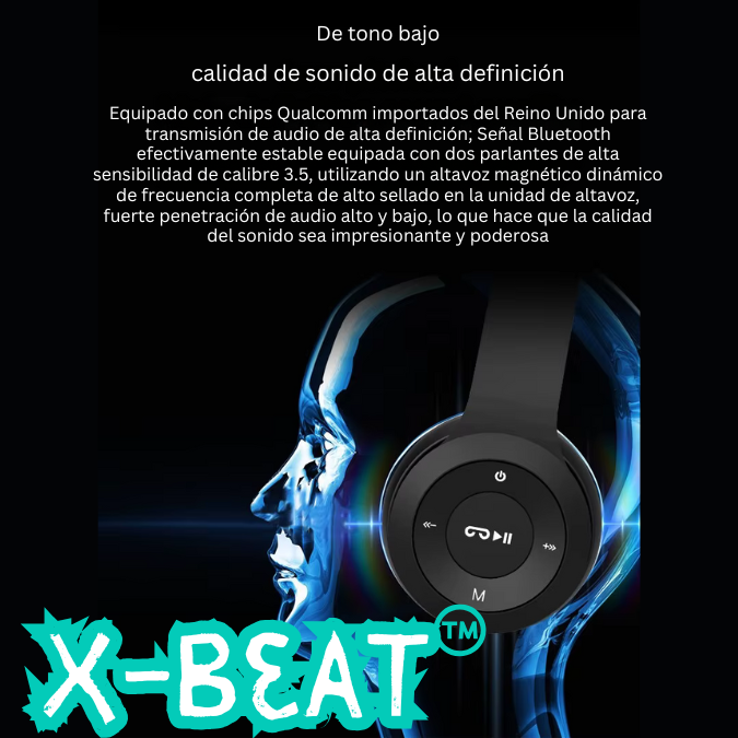 X-Beat™ Audifonos Plegables portatiles con Bluetooth