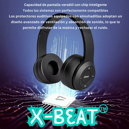 X-Beat™ Audifonos Plegables portatiles con Bluetooth